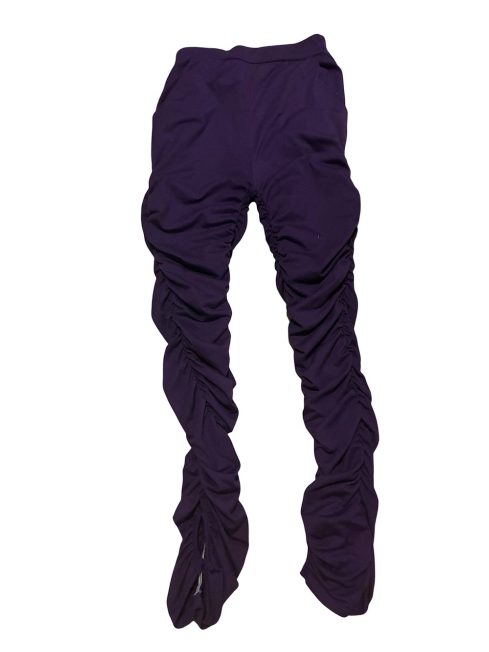 Purple pull-on style ruched detailing legging size Small